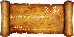 Kozányi Zsombor névjegykártya